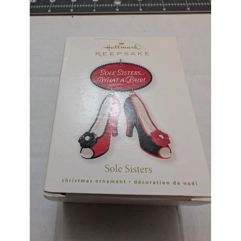 Hallmark Keepsake Sole Sisters 2010 red black "..What a Pair!" w/ box 3 inch - Picture 1 of 11